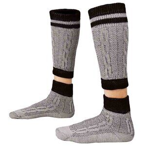 Bavarian Socks Two Piece Grey with Brown Socks Oktoberfest Lederhosen Socks NEW